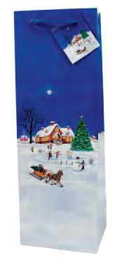 Country Christmas Paper Holiday Wine Bag