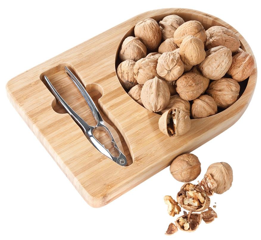 Bamboo Nut Tray with Nutcracker