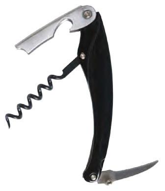 Dauphine Waiter's Corkscrew, Solid Metal Body Black