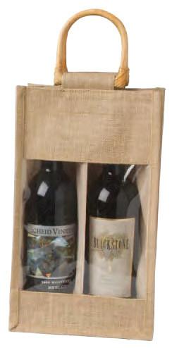 Jute Vino-Sack with Window, Two Bottles