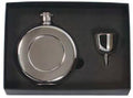 Round Pocket Flask Set, 4.5 oz. Stainless Steel