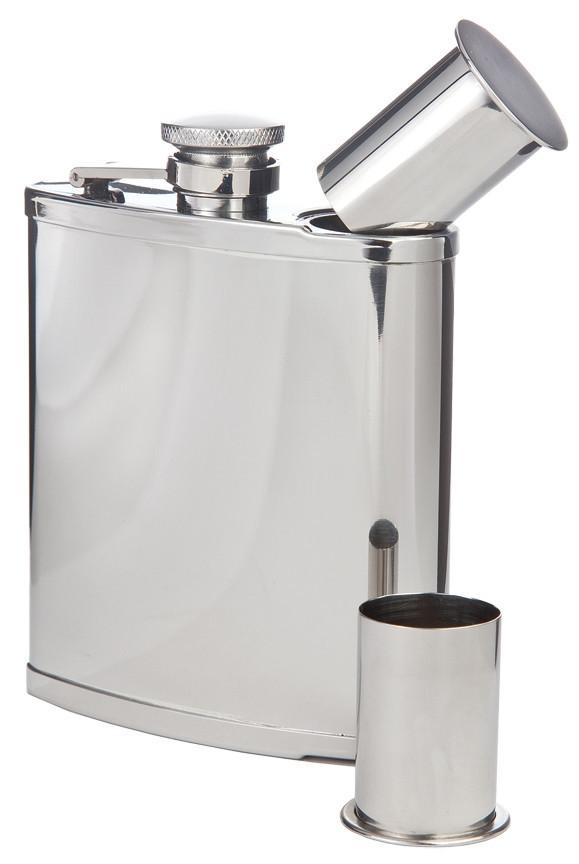 Double Shot Captive-Top Pocket Flask, 6 oz.