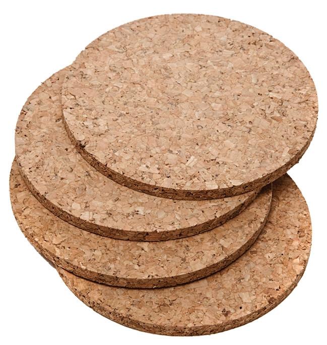 Cork Coaster, Round, 4" diameter (50 minimum)