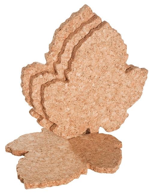 Cork Coasters, Grape Leaf shape , Set of 4