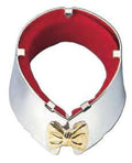 Tuxedo Wine Bottle Drip Collar, Silver Plated, With Gold Bow