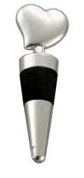 Solid Heart Bottle Stopper, Silver Plated