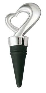 Framed Heart Bottle Stopper, Silver Plated